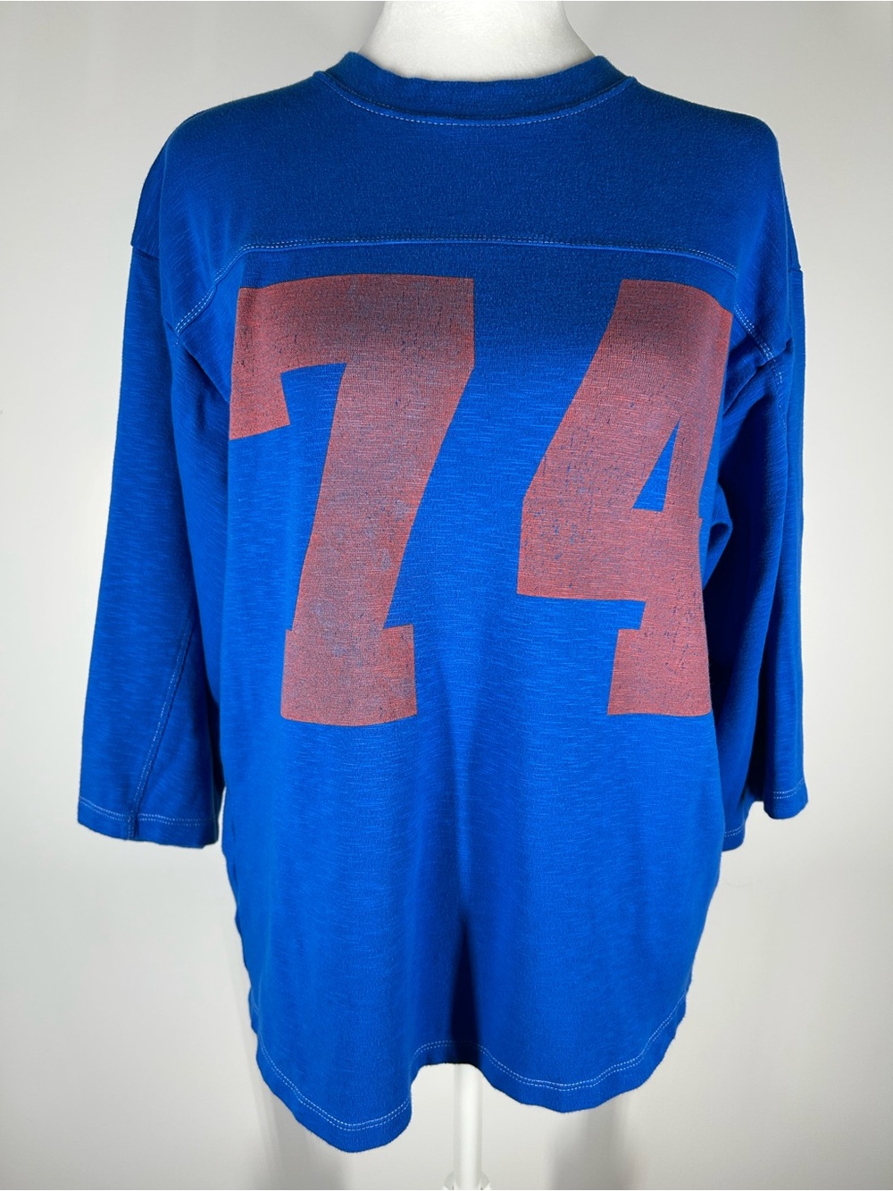 Anthropologie Pilcro 3/4 Sleeve Varsity Jersey Tee Blue Graphic Top